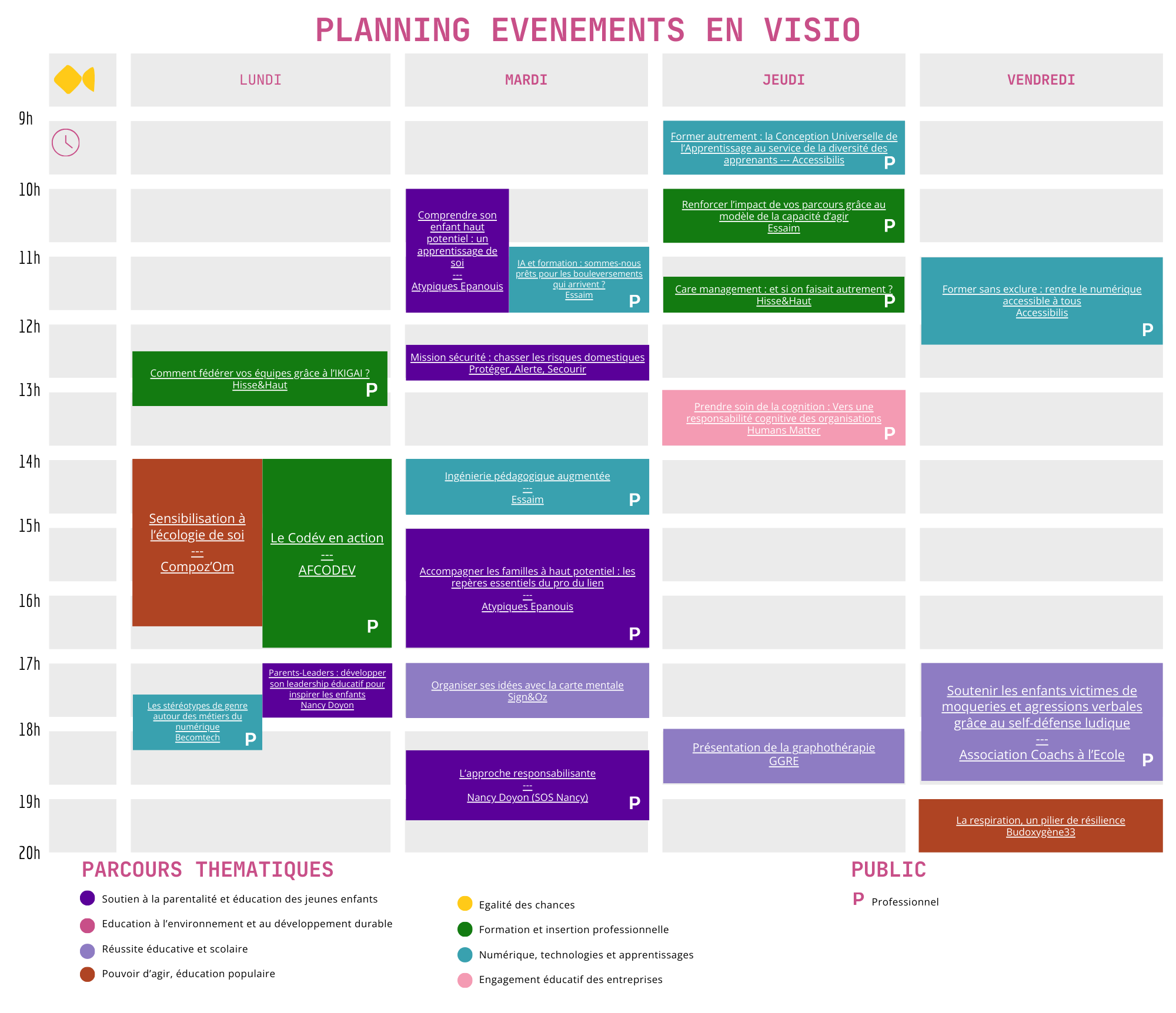 Festival 26 Planning des evenements en distanciel 2